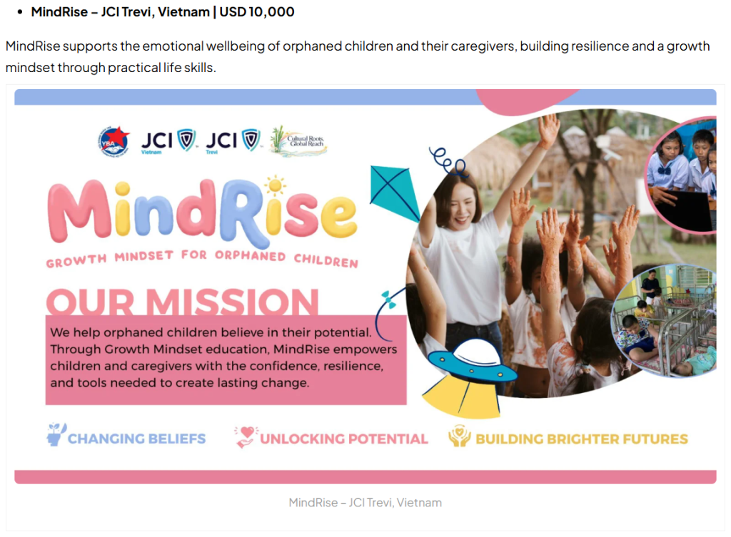 JCI Vietnam ghi dấu ấn quốc tế: Hai dự &aacute;n cộng đồng nhận t&agrave;i trợ 10.000 USD